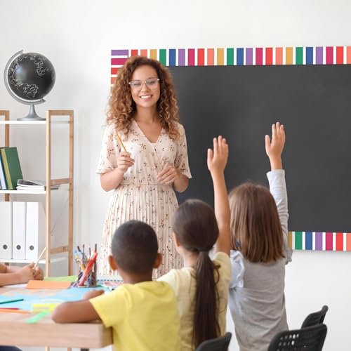 Zonon Classroom Bulletin Board Border Stripe 65 Ft,Bright Colorful Stripes - style: Bright Colorful Stripes