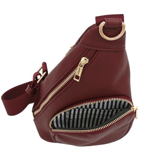 FashionPuzzle Compact Triangle Sling Bag - color: Wine
