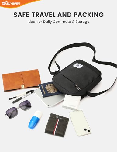 SKYSPER Small Anti Theft Crossbody Bag RFID MIni Sling Bag Travel Purse Small Shoulder Bag - color: Black