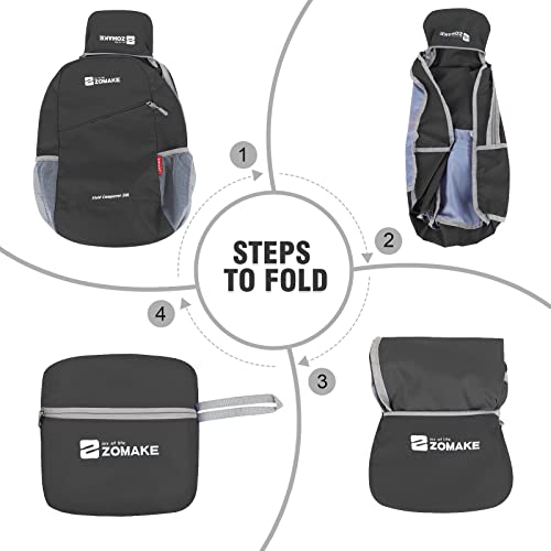 ZOMAKE Lightweight Packable Backpack 20L, Foldable Small Daypack for Hiking - color: Black