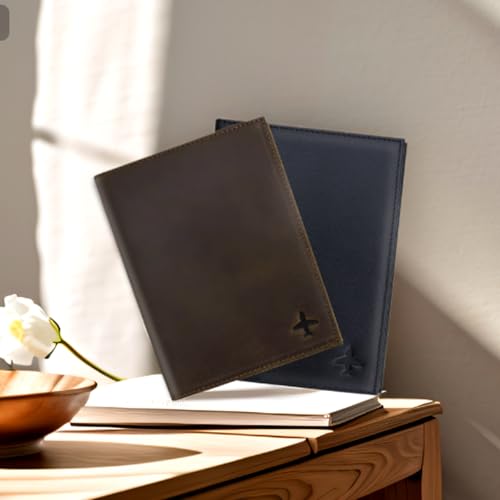 Pilot Wallet Passport Holder - Leather Pilot Passport Wallet Accessories Black (Brown) - color: Brown