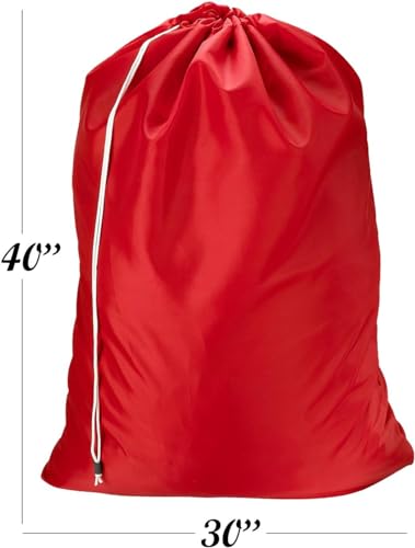 Personalized Nylon Laundry Bag - Locking Drawstring Closure and Machine Washable Red - color: Red