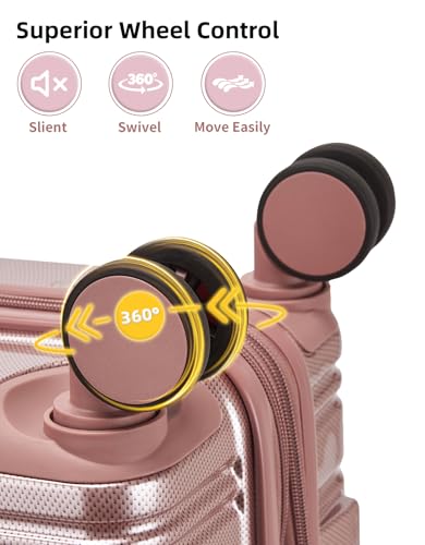LARVENDER Carry On Luggage 22x14x9 Airline Approved, Suitcases with Wheels - color: Rose Gold 1