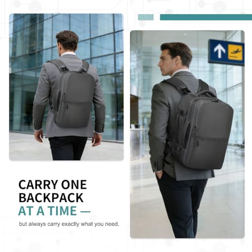 35L Expandable 2 in 1 Travel Backpack for 16 Inch Laptop Gray - color: Gray