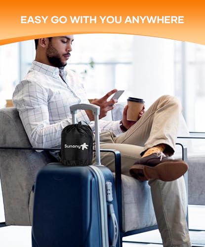 Sunany Travel Pillow, Upgraded Plane Pillow for Long Flights, Inflatable Neck Pillow Used for Airplanes,Cars,Buses,Trains,Office Napping with Eye Mask,Earplugs (Gray) - color: Grey (Head Heart-shape&sloping Base)