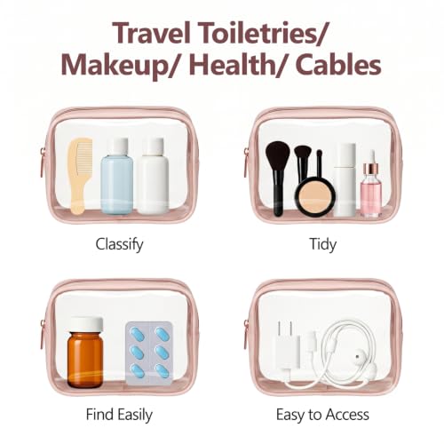 PACKISM TSA Approved Toiletry Bag - Clear Makeup Bag for Travel, Nude Pink - color: Beauty Nude Pink, size: Medium Set
