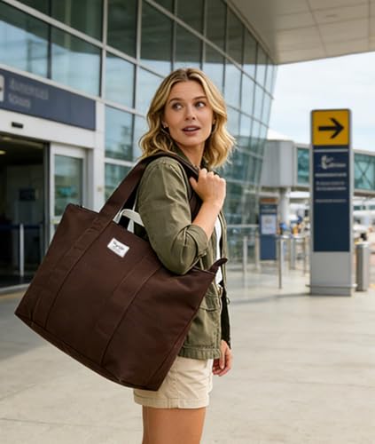 Bagelite 22'' 50L 100% Cotton Oversized Travel Tote Bag for Women - Tear-Resistant, Overnight/Weekend/Beach Bag - color: Blue(22'' Xl)