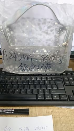Heavy Duty Clear Travel Makeup Bag, 9.05 x 5.9 x 5.51 inches, Transparent Waterproof Toiletry Organizer with Handle PVC Cosmetic Wash Bath Storage Bag (Silver+Heart) - color: Silver+Heart