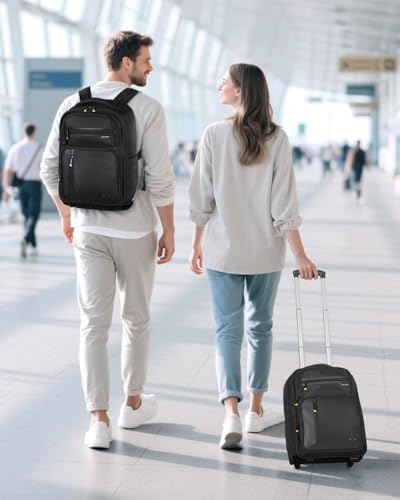 Ponhog Rolling Laptop Backpack with Wheels Carry On Laptop Bag