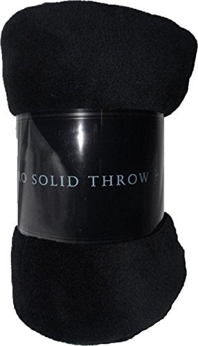 Decotex Warm & Cozy Super Soft Plush Solid Fleece Throw Blanket (50"x60", Black) - color: Black
