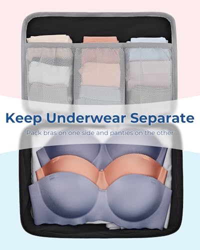 BAGSMART Compression Packing Cubes, Lightweight Travel Essentials - color: Deep Black, size: 6 Set