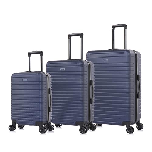 InUSA DEEP Luggage Set with Dual Spinner Wheels and Studs | Spacious Travel Suitcases with Ergonomic Handles | (20/24/28) 3 Piece Hardside Luggage Set | Blue - color: Blue, size: 3 Piece Set (20/24/28)