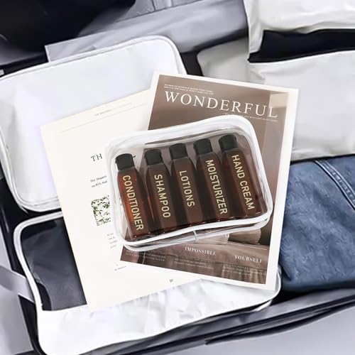 5 Pack Travel Bottles for Toiletries, 3.4oz TSA Approved Travel Containers - color: Amber
