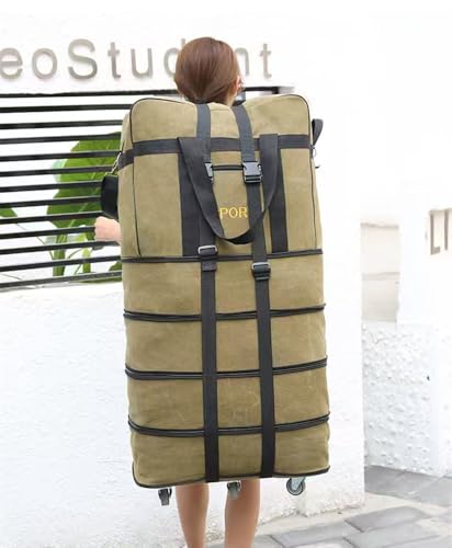 Expandable Extra Large Travel Canvas Duffel Bag with Wheels - color: Black Canvas, size: XL - 6 wheels