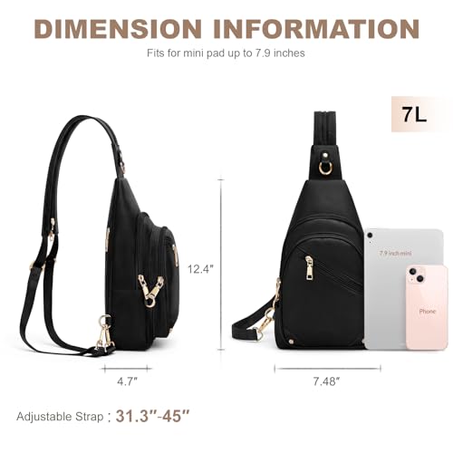 SYTRAH Anti Theft Sling Bag for Women, RFID Crossbody Purses Travel - color: Black