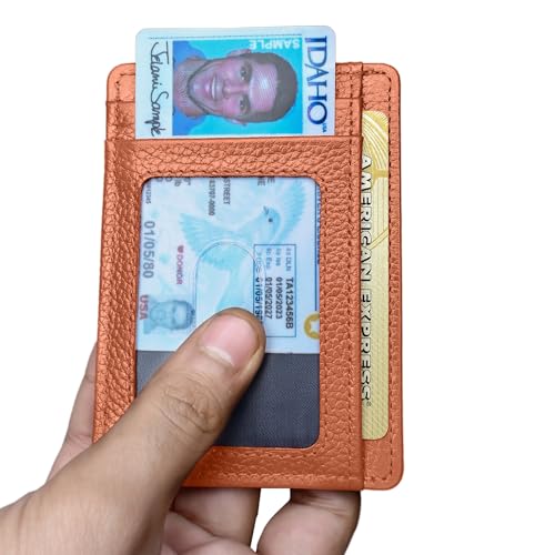 KARAKORAM LEATHER Handcrafted Front Pocket Credit Card Holder with RIFD Blocking | Premium Cowhide | Artisan Made Slim Leather Wallet | Quick Access Thumb Push Slots for Cards and ID (Sandstone Tan) - color: Sandstone Tan