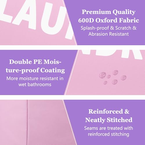 Pink Laundry Basket,Hampers for Laundry with Handle,Foldable Clothes Basket - color: 2Pcs Pink, size: L-95L