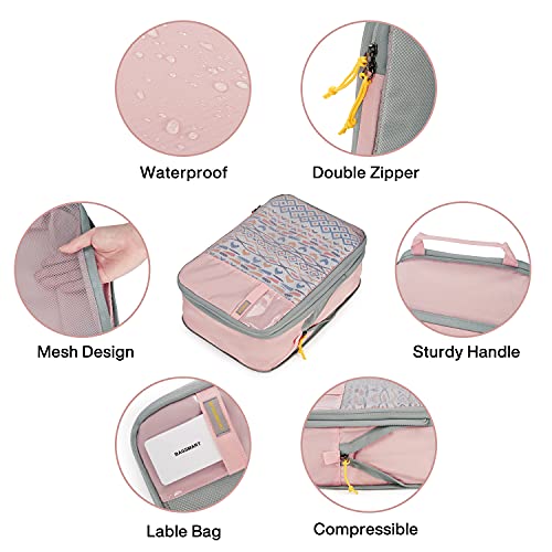 BAGSMART Compression Packing Cubes for Travel Essentials - color: Pink, size: Set of 4