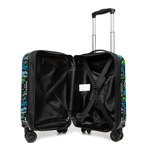Kid’s Luggage Set 3 Piece Suitcase Set 16’’ Hardside Luggage with Spinner Wheels Girls Boys Carry on Toddler Travel Rolling Suitcase Airline Approved - color: Game