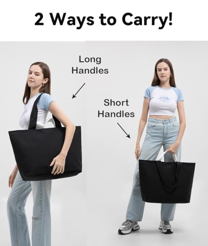 Bagelite 22'' 50L 100% Cotton Oversized Travel Tote Bag for Women - Tear-Resistant, Overnight/Weekend/Beach Bag - color: Black 2(22'' Xl)