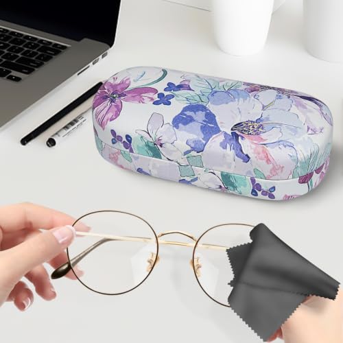 molshine Hard Shell Sunglasses Case,Classic Large Glasses Case for Women Men,Sunglass Eyeglasses - color: Blue Flower