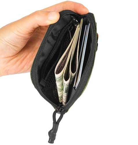 RFID Blocking Coin Pouch Wallet with Key Clip & ID Window for Men - color: Green