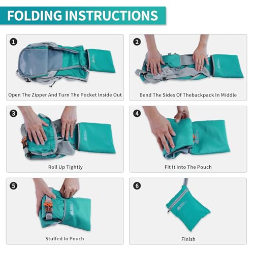 Small Hiking Backpack Packable Lightweight for Women Men - color: Lake Green, size: 10L