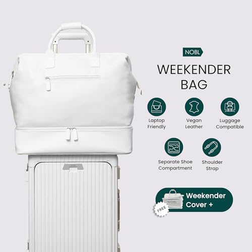 Nobl Travel Weekender Bag for Women & Men, Large Carry-On Duffel, White - color: Ivory