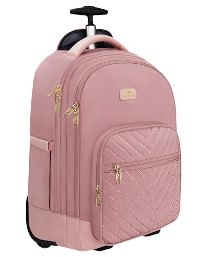 MATEIN 여성용 롤링 백팩, 바퀴가 달린 여행용 노트북 백팩 - color: 핑크, size: 17인치