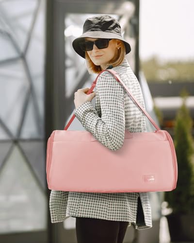 47L Large Convertible Garment Duffel Bag with Shoe Compartment for Women, Carry On Travel Bag, Pink