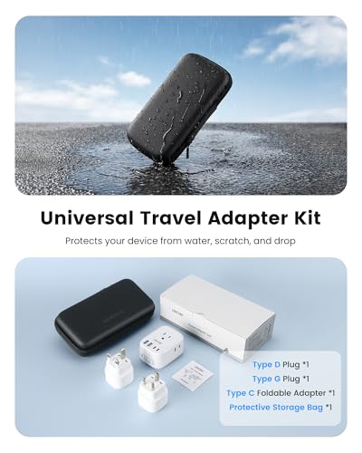 LENCENT Type C and Type D G Universal Travel Adapter Kit International Plug - style: Type C/D/G