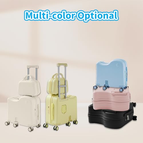 Ride-On Luggage, 6-Wheel Kids Suitcase with Cup Holder, Portable Bag - color: Yellow