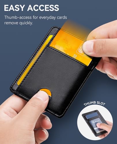 Teskyer Slim Minimalist Wallet for Men, RFID Front Pocket Card Holder - color: Black