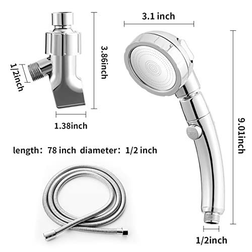Marbrasse High Pressure Shower Head with Hose and Holder, 3-Settings Handheld Showerhead with Push Switch and Button to Control Water Flow for Saving Water,Removable Camper Shower Head - color: Shower Head with Hose and Holder, 1Pack