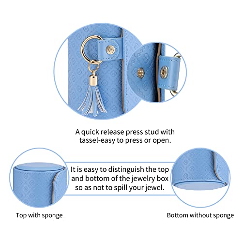 VLANDO Travel Jewelry Organizer, 3 Tier Roll Up Design, Hard Shell Storage - color: Blue
