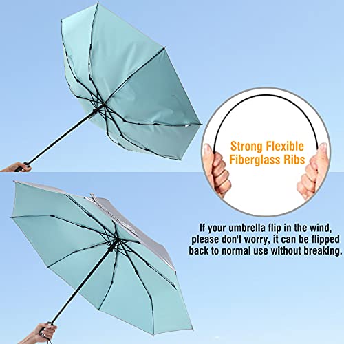 G4Free UPF 50+ UV Protection Travel Umbrella 42/46 Inch Auto Open Close - color: Lake Blue/Silver, size: 46 inch