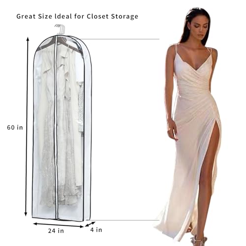 Mskitchen Clear Garment Storage with 4" Gusseted Hanging Covers - Durable, Transparent Protectors for Long Coats, Gowns, Dresses - 24"x 60"x 4" / 6 Pack - size: 24"x60"x4"/ 6 Pack