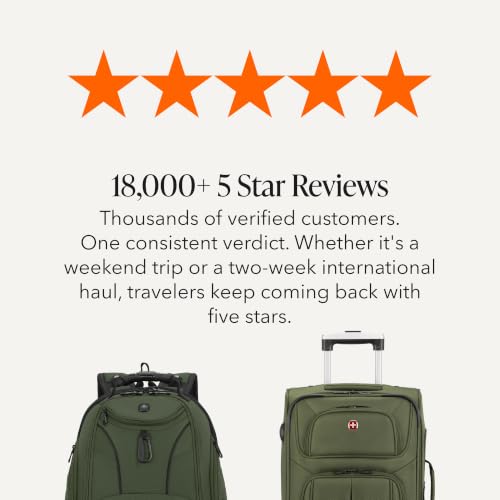 SwissGear Sion Softside Expandable Spinner Luggage Durable Lightweight Travel Suitcase, Evergreen, 2-Piece Set (Carry-On/Backpack) - color: Evergreen, size: 2-Piece Set (Carry-On/Backpack)
