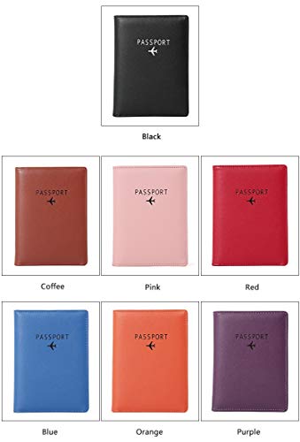 BAKUN Travel Wallet & Family Leather Passport Holder Cover RFID Blocking Travel Wallet, Leather Card Case, Travel Document Organizer Case(Coffee) - color: Coffee
