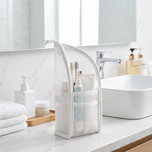 Standing Toiletry Bag,Portable Foldable Hanging Travel Organizer with Zipper and Loop,Mesh Large Capacity Cosmetic Waterproof Bag for Bathroom,Suitcase Packing,Toiletries,Makeup,Skincare (1PC-Black) - color: 1PC-Black