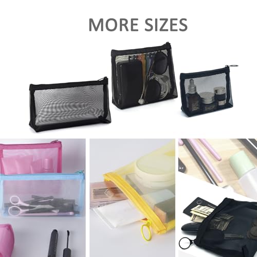 patu Widened Mini Zipper Mesh Bags, Size S, 5" x 4" x 2", 5 Pieces, Beauty Makeup Lipstick Cosmetic Accessories Organizer, Small Travel Kit Storage Pouch, Black - size: S, Widened (5" x 4" x 2", 5 pcs)