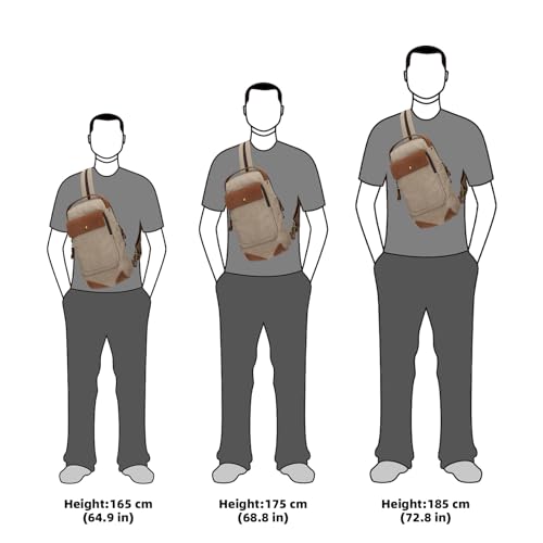 KL928 Canvas Sling Bag for Men Women, Casual Crossbody Backpack Travel Shoulder Daypacks Rucksack - color: Khaki