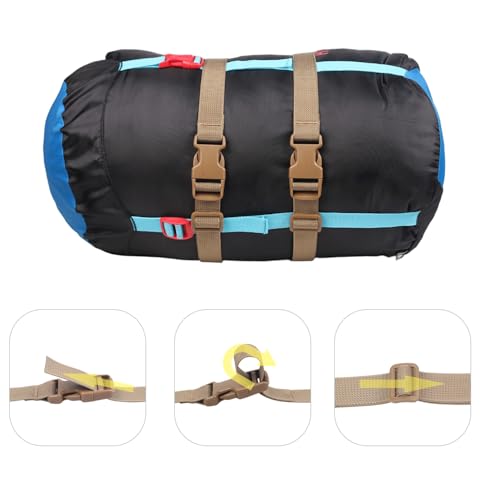 XTACER 1 Inch Molle Backpack Accessory Strap Luggage Straps Cover Strap Sleeping Bag Strap with Buckle (TAN, 60) - color: TAN, size: 60 Inches