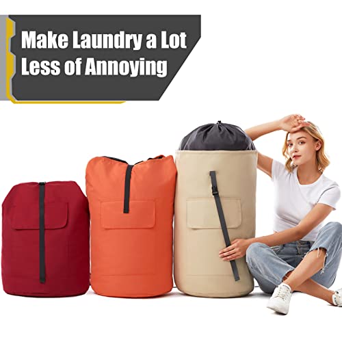 Backpack Laundry Bag, 115L Heavy Duty Extra Large College Laundry Backpack, Dirty Clothes Bag with Shoulder Straps, Laundry Hamper Bag with Drawstring Closure for College Dorm, Apartment Khaki - color: Khaki