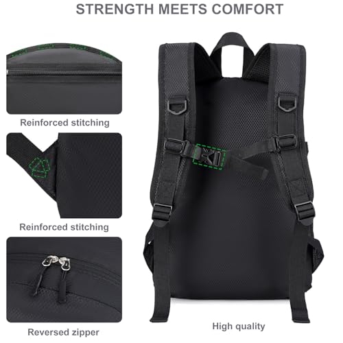 Lightweight Hiking Backpack 30L Packable Foldable Daypack Collapsible Travel Bag Water-Resistant for Women Men (Black) - color: Black, size: Large
