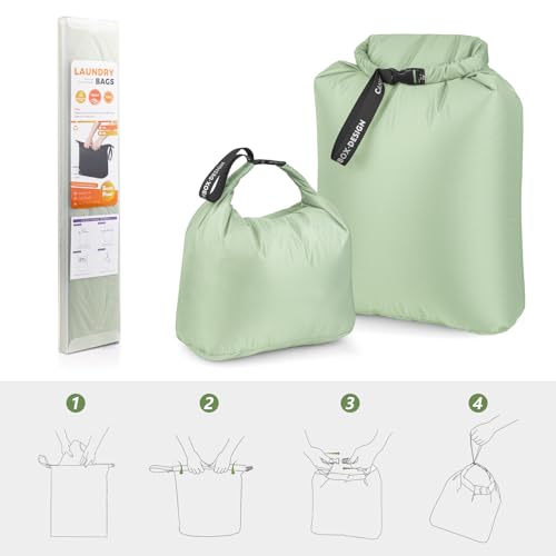 2-Pack Waterproof Travel Laundry Bags - color: Green