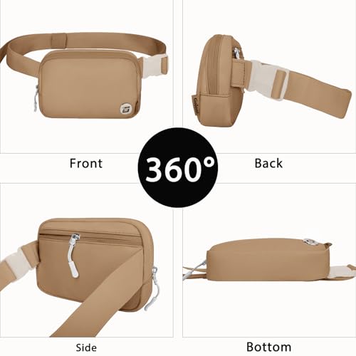 Goloni Women Waterproof Crossbody Fanny Pack Adjustable 1.1L Waist Belt Bag - color: Brown