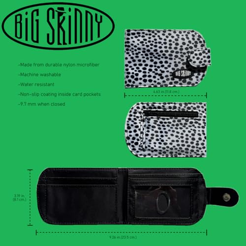 Big Skinny Women's Taxicat Bi-Fold Slim Wallet, Holds Up to 25 Cards - color: Ink Dot