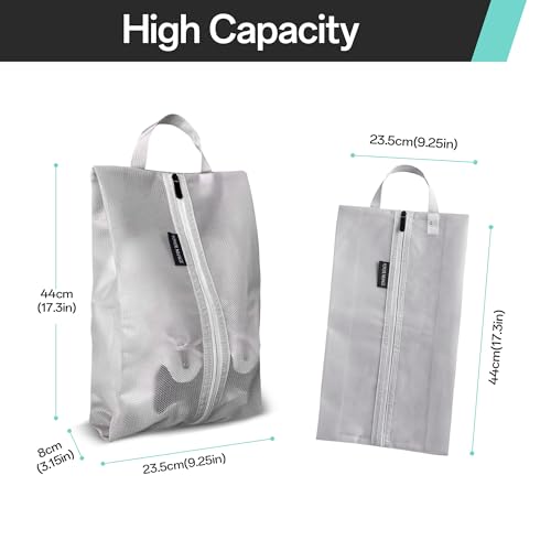 Travel Shoe Bags, Water Resistant TPU Mesh with Zipper, Travel Essentials for Men & Women (Grey, 1 Set) - color: Grey, size: 1 Set