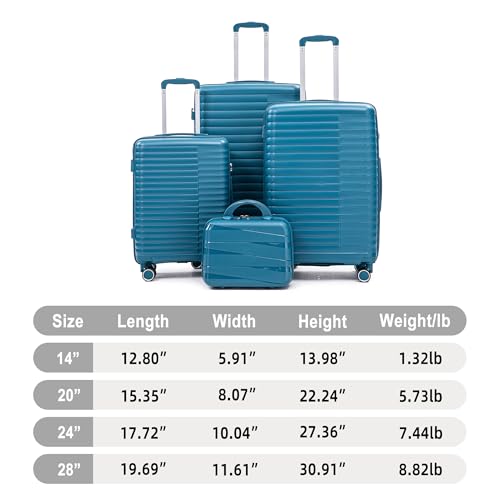 Hardside Luggage Sets, Lightweight Stripes Suitcase with Spinner Wheels, Blue-PP - color: Blue-PP, size: 20/24/28 Inch
